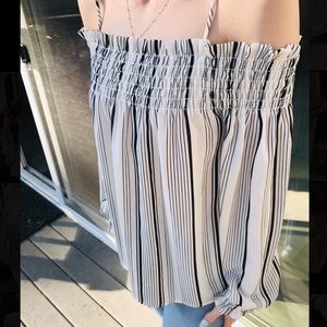 Off The Shoulder Striped Blouse